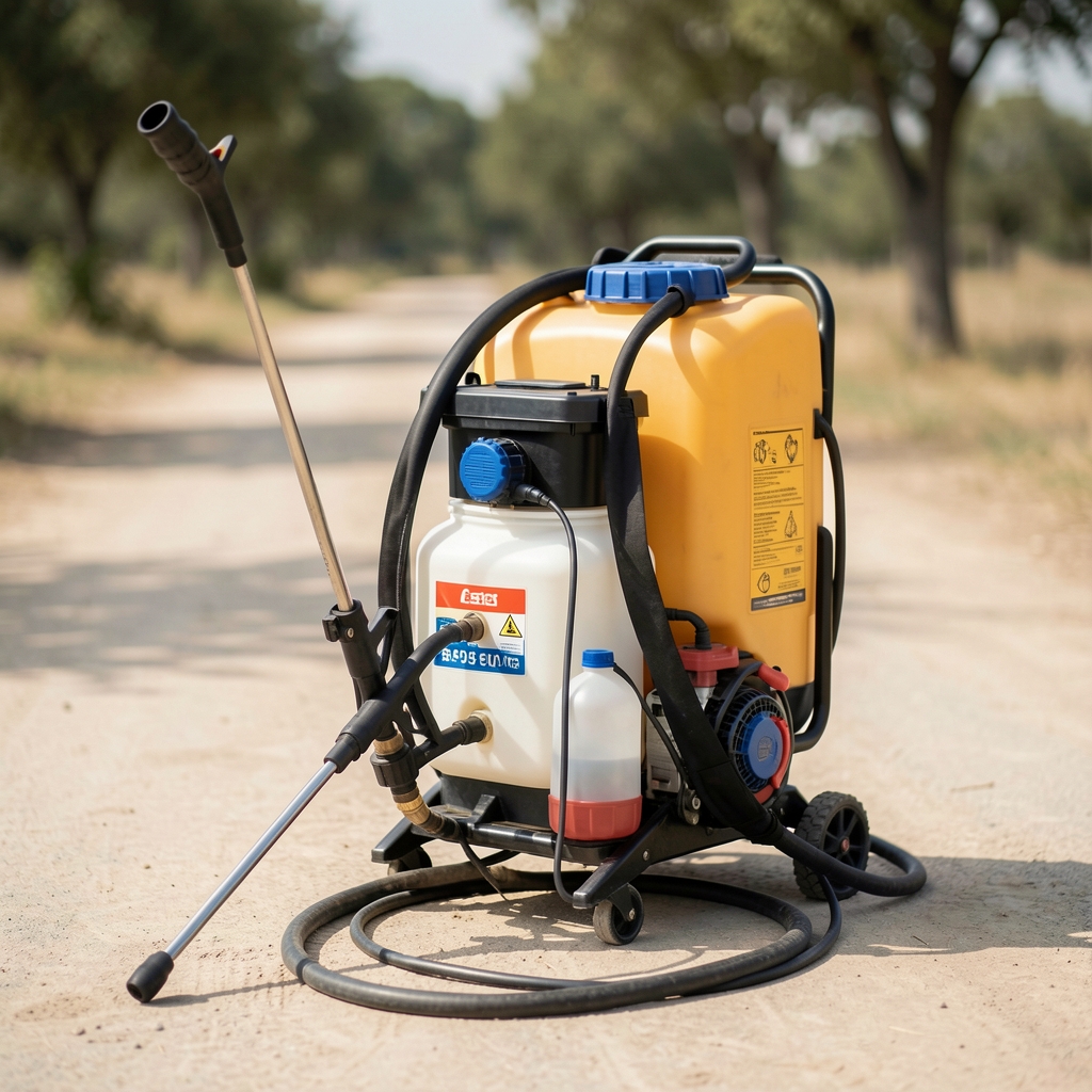 Pulverizador eléctrico tipo mochila con manguera y lanza de aplicación